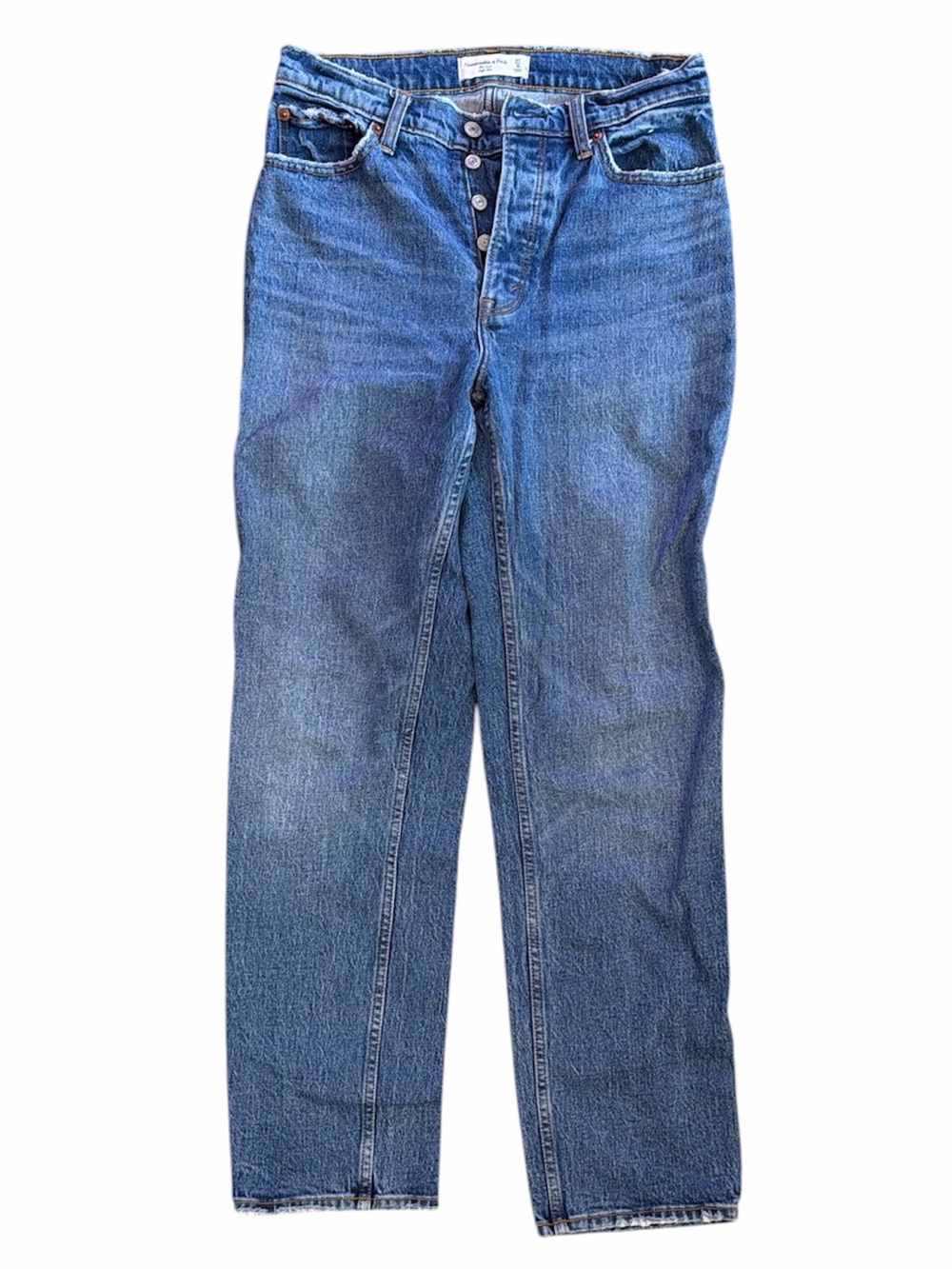 Abercrombie & Fitch Straight Leg Jeans - medium Wash Blue The Dad High Rise - Picture 2 of 4